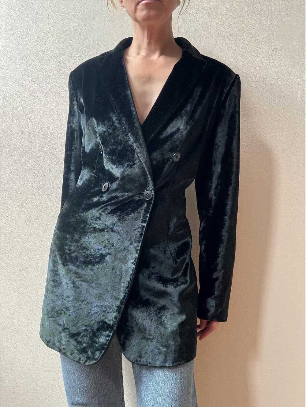 Vintage Giorgio Armani Green Blue Velvet Blazer